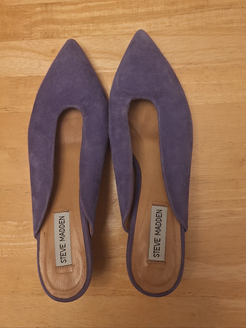 Steve Madden Lavender Blue/ Periwinkle Suede Pointed-Toe Slip-On Mules